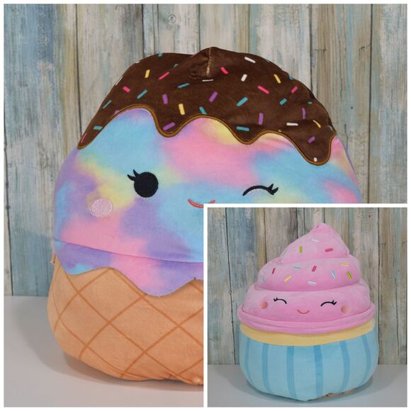 Squishmallows Flip-A-Mallow Glady Ice Cream & Diedre Cupcake 12 Inch Plush NWT - Picture 1 of 13